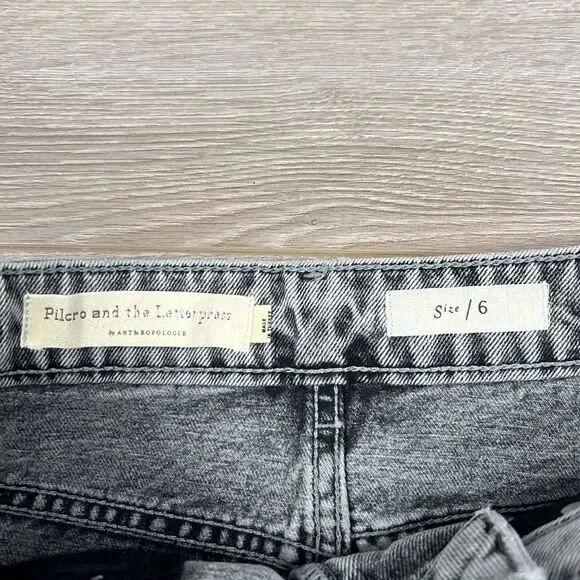 Pilcro and the Letterpress Silver Metallic Denim Mini Skirt Size 6 - Picture 5 of 9